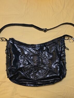Black Studded Skull Crossbody Bag